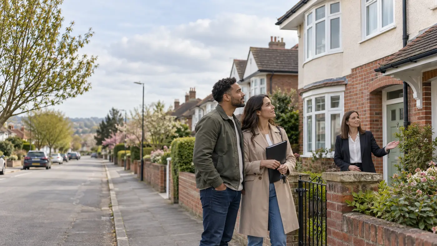 Home buyers viewing a British house